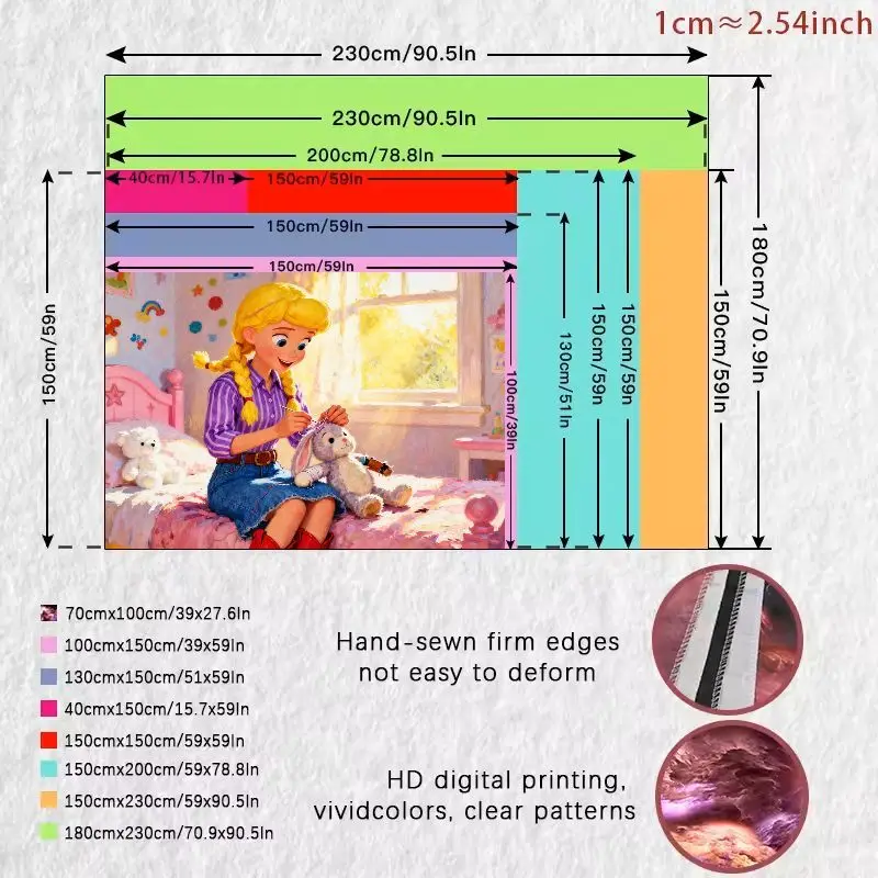 1 Buah Tapestry Kelinci Lucu Bergaya Kartun Gadis Pedesaan, Hiasan Dinding Kawaii dari Poliester untuk Kamar Anak, Kamar Tidur, Hadiah