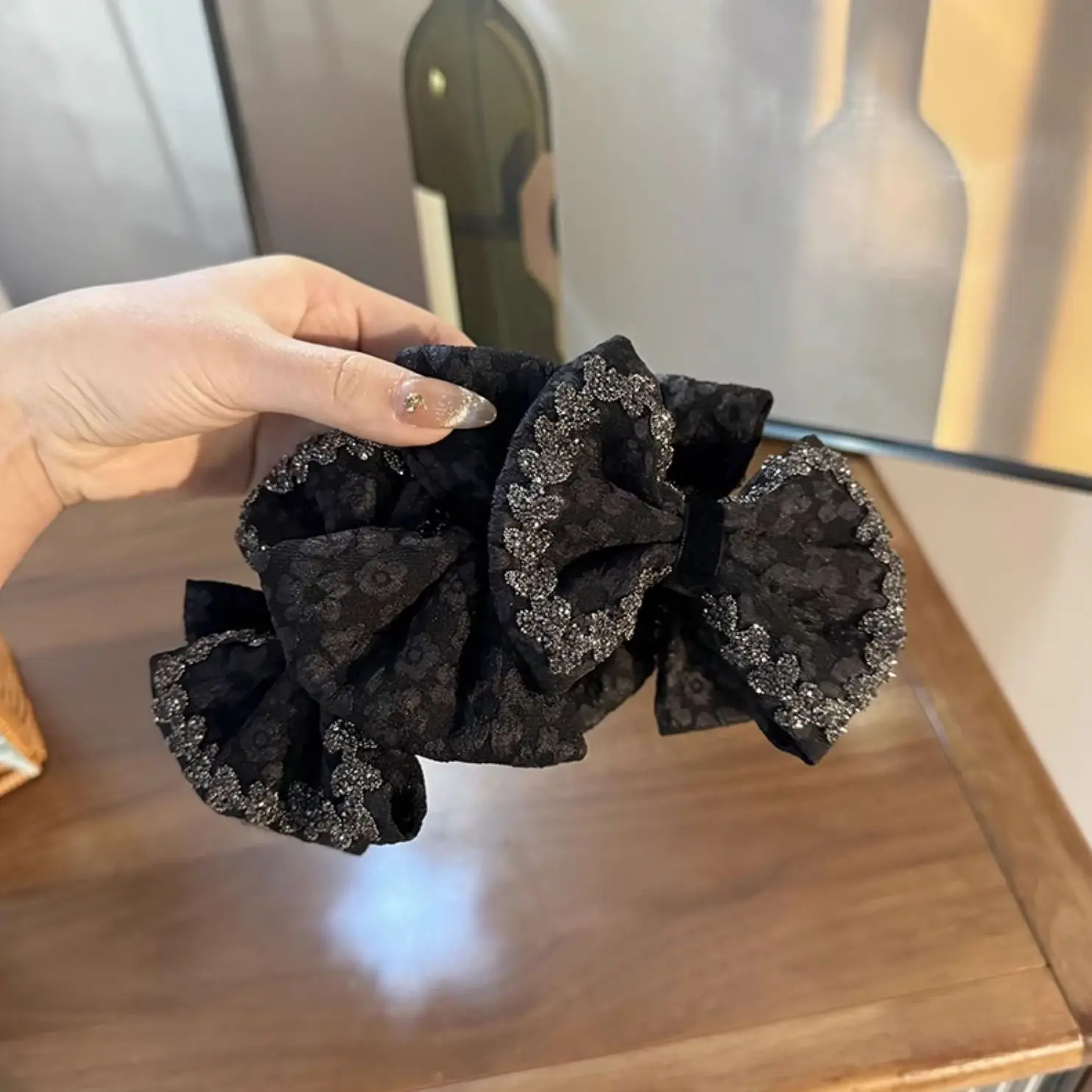 

Autumn Spring Black Female Hair Accessories Women Lady Fashion Bowk Hairpins Hair Claw New Headwear Hair Clip Headband