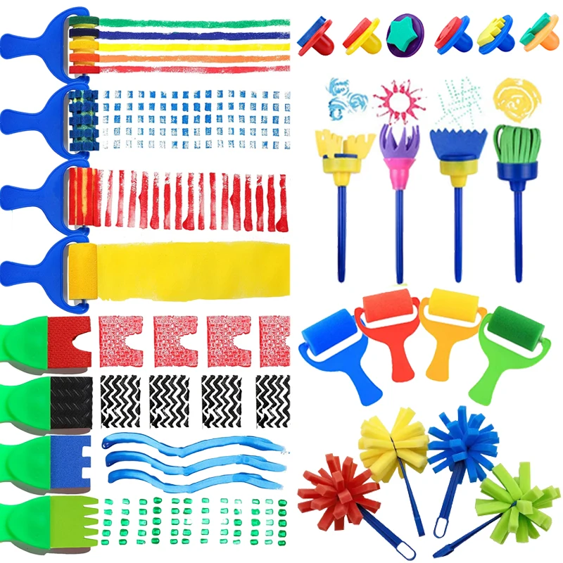 Zestaw pędzli gąbkowych Zabawki do rysowania dla dzieci Narzędzia do graffiti DIY dla dzieci Zabawki edukacyjne Interakcja rodzic-dziecko Rozwijanie mózgu TMZ