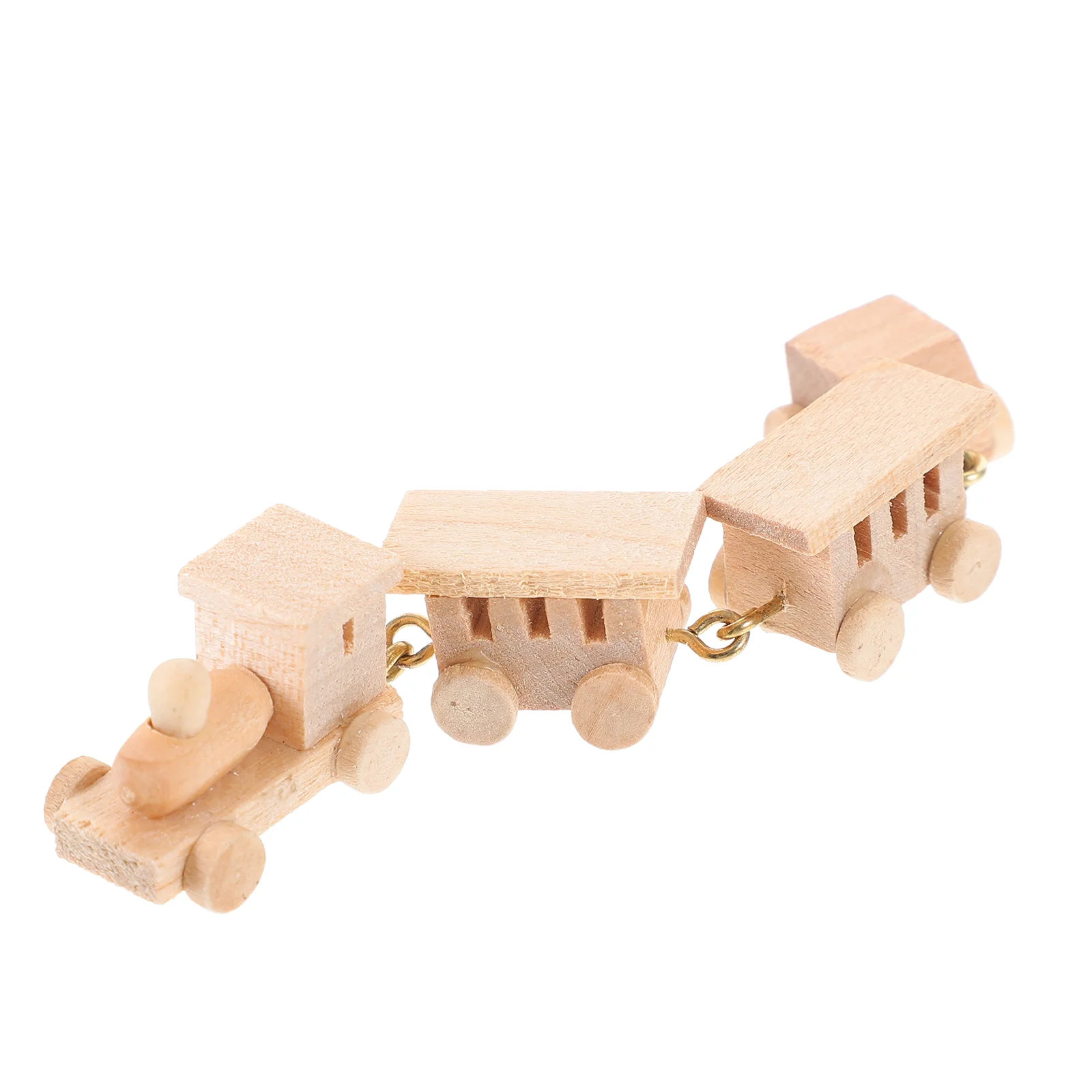 Mini Wooden Train Dolls House DIY Decor Accessory Miniature Models Toy Ornament Accessories Small