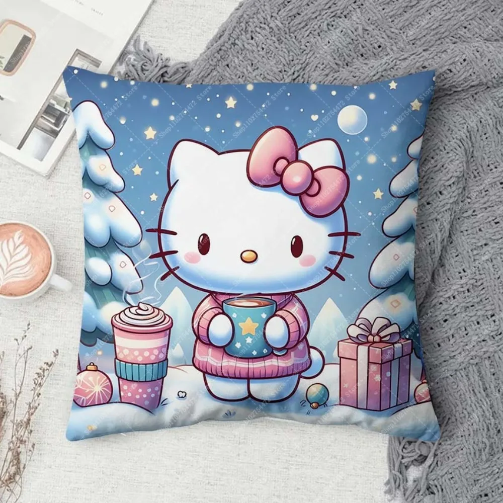 

Hello Kitty Pillowcase Christmas Party Home Decoration Anime Cute Cushion Cover 45x45cm Cartoon Bed Sofa Bay Window Decor Gifts