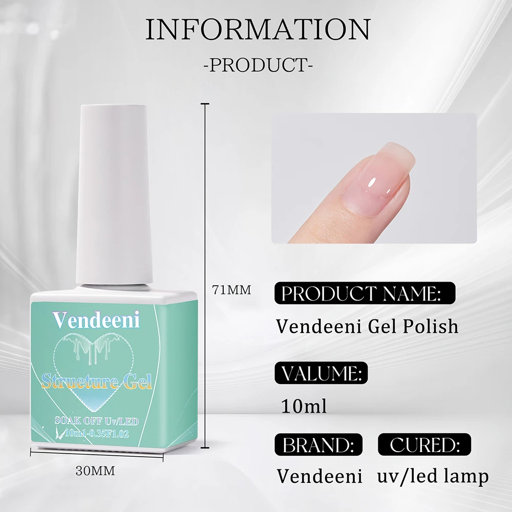 Vendeeni 6 قطعة/المجموعة قاعدة معطف فوقي هيكل ازدهار وظيفة هلام طلاء الأظافر 8in1 متعددة الوظائف هلام الورنيش بولي TPO/HEMA الحرة