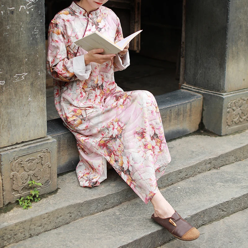 

Оригинальный дизайн, двухслойная хлопково-льняная женская юбка А-силуэта для весны и осени, в стиле ретро, с эффектом похудения, в китайском этническом стиле