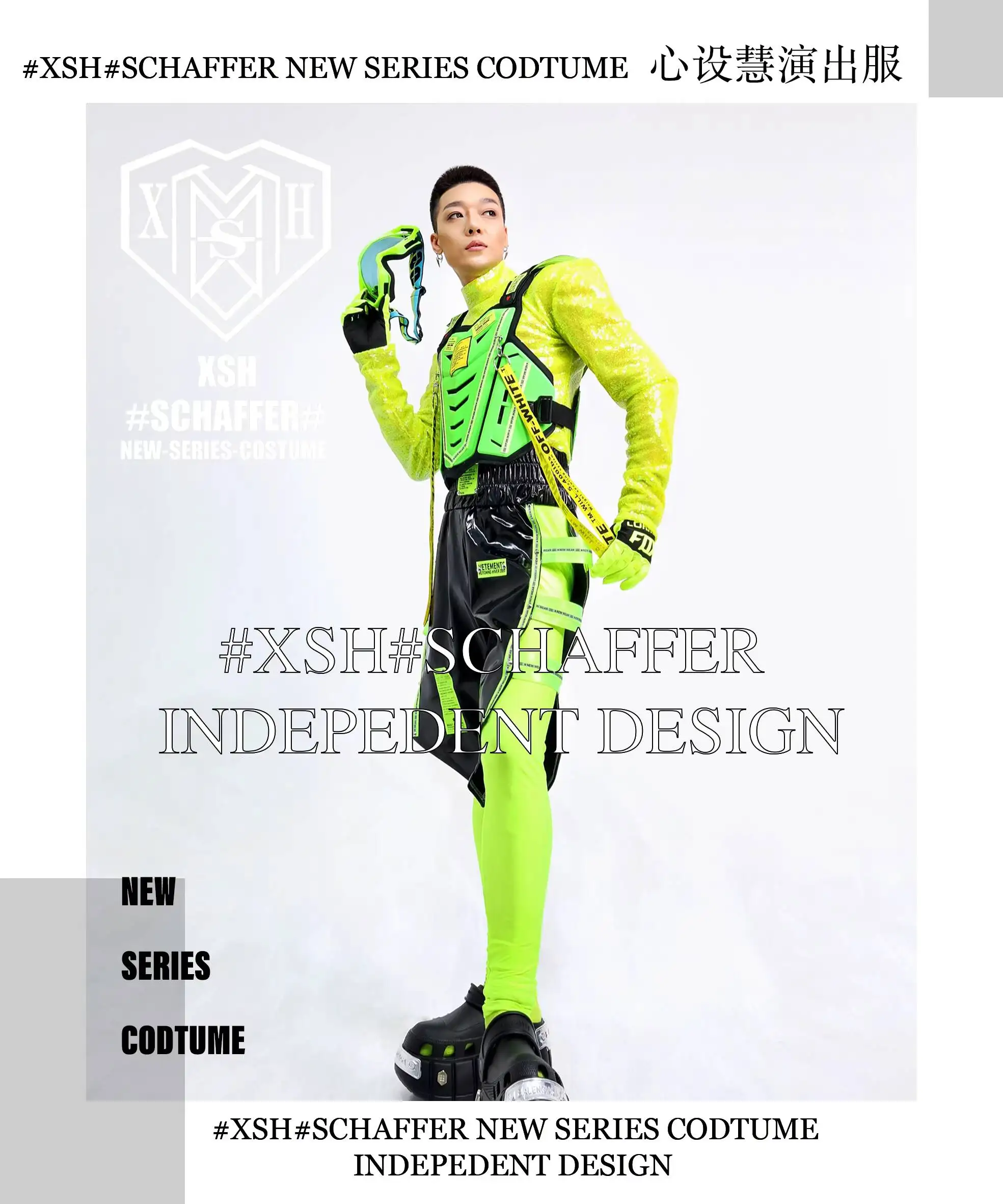 

nightclub bar men's gogo New fluorescent biker style fashion armor male singer DS stage performance costume Custom