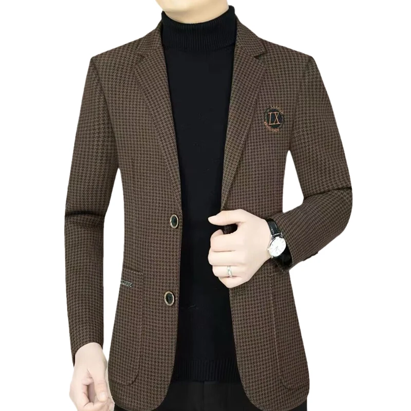 High Quality Business Casual Men\'s Suit Spring and Autumn New Plaid Small Suit Single West Coat Men\'s Youth Jacket Blazers