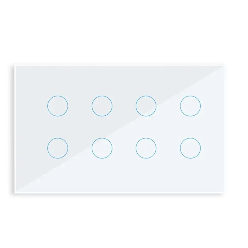 PHILE-WIFI Smart Touch Light Wall Switch Interruptor Glass Panel 8 Gang Tuya Smart Life For Alexa Google Home Easy Install White