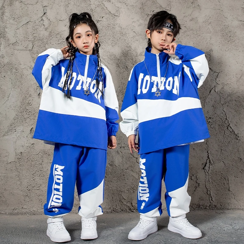 Terno esportivo de dança de salão infantil, roupa de dança de rua para meninos e meninas, fantasia de dança de jazz, roupas legais de hip hop dw10348