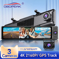 11.26 inch 3 Camera Car DVR 4K Dash Cam Recorder Monitor GPS Tracking Rear 1080P 5G Wifi Night vision