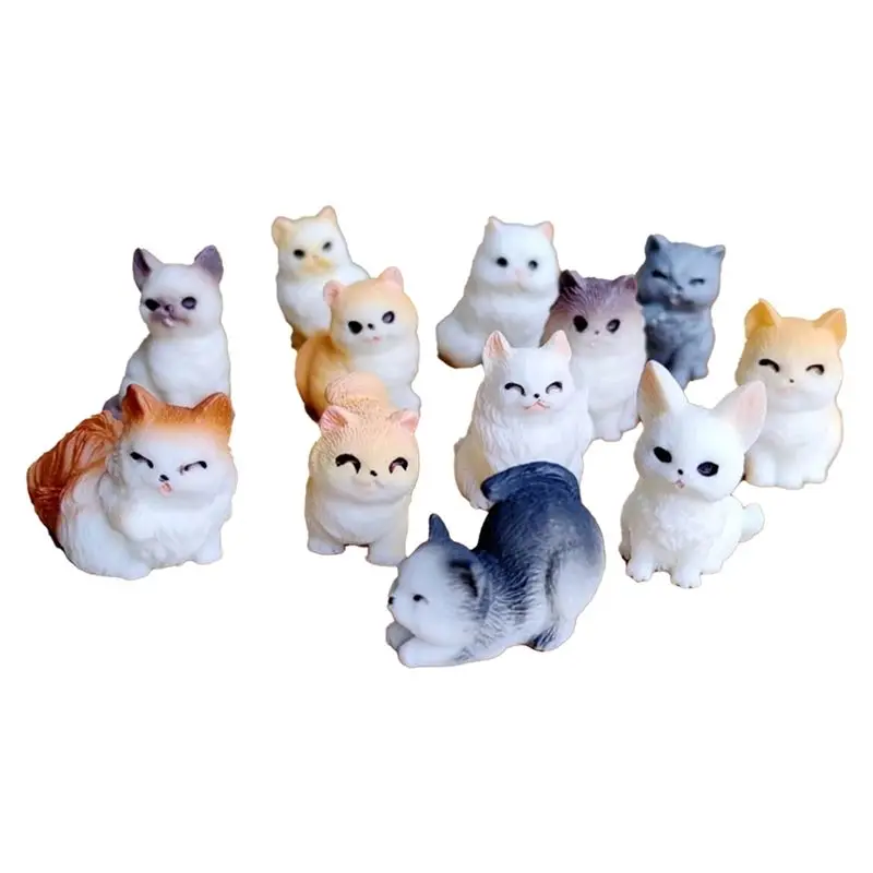 A44Z-Cute Mini Small Cat Animal Decoration Resin Craft Miniature Figure Tiny For Bonsai Micro-Landscape Fairy Garden Decor