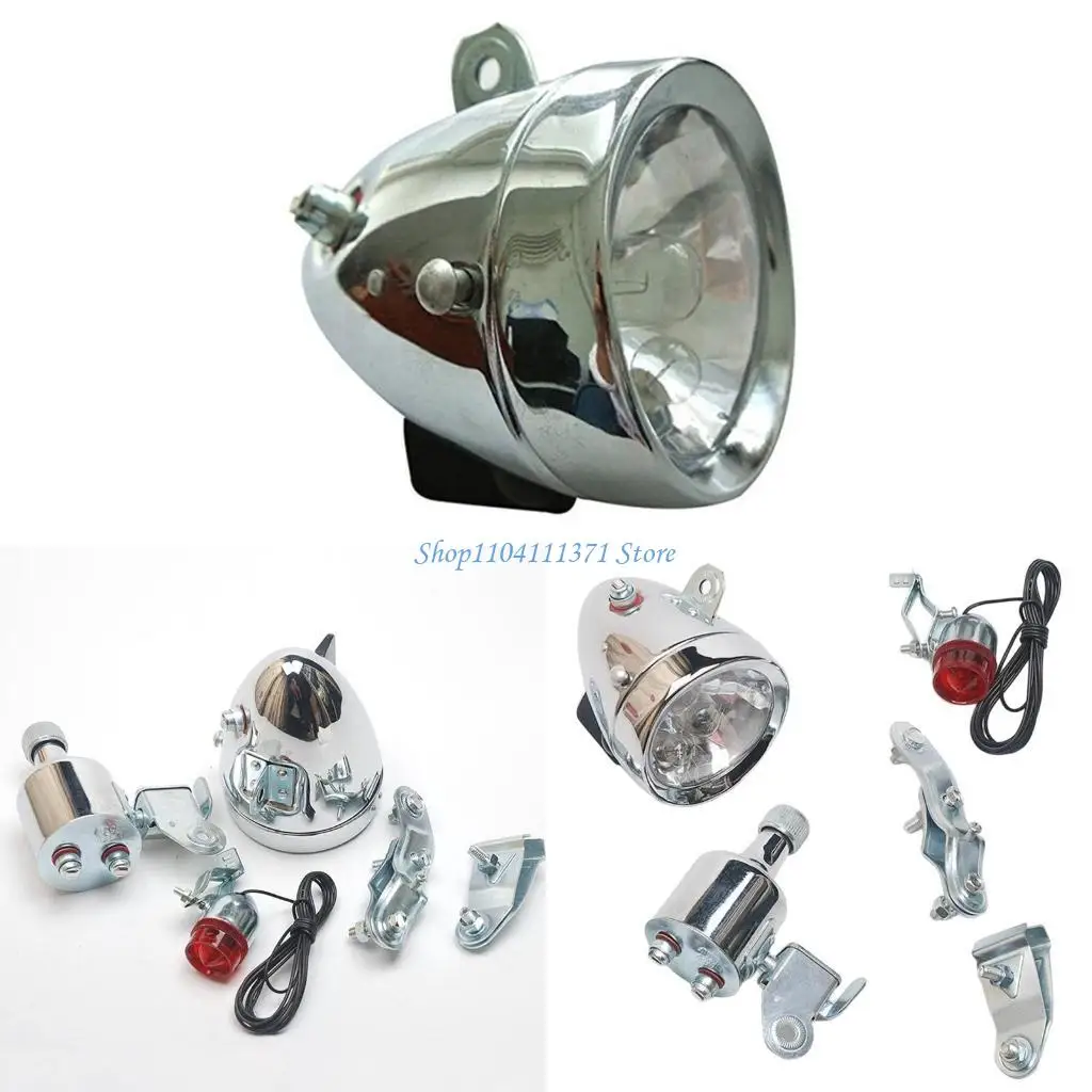 

P9FC 12V 6W Generators Headlight Tail Light Set Motorized Bike Front Rear Light Vintage Bike Head Lamp Headlight Tail Light