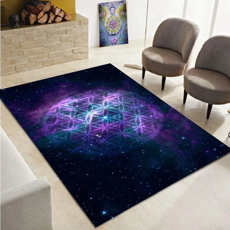 Flower of Life Yoga Zen Carpet for Home  Living Room Bedroom Bedside Decor Large Anti-slip Area Rug Kids Baby Crawling Mats