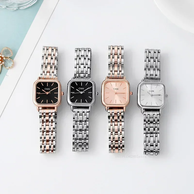 Fashion Square Watch Women Silver Watches Stainless Steel Band Quartz Wristwatches Ladies Relogio Feminino Montre Femme 2024