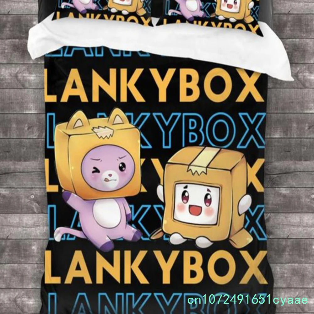 Lankybox Foxy Boxy Bedding Sets Single Twin Full Queen King Size Bed Cover Adult Kids Bedroom Cartoon All Season Duvet Cover Set