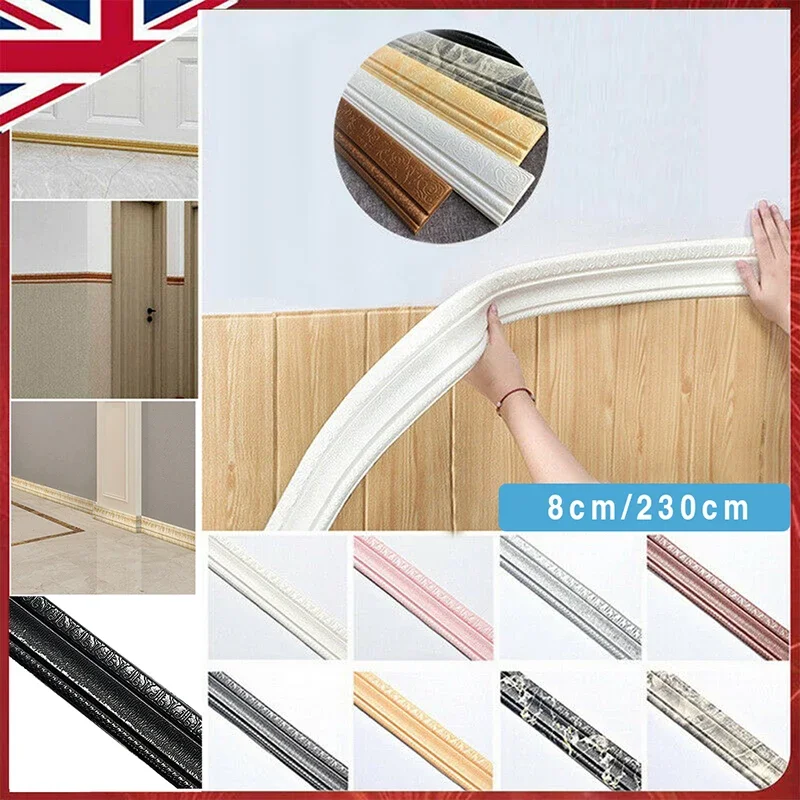 DIY Edge Strip Wall Waist Line Sticker  Self-adhesive Table Side Corner Waterproof Wall Stickers Tile Wallpaper Border