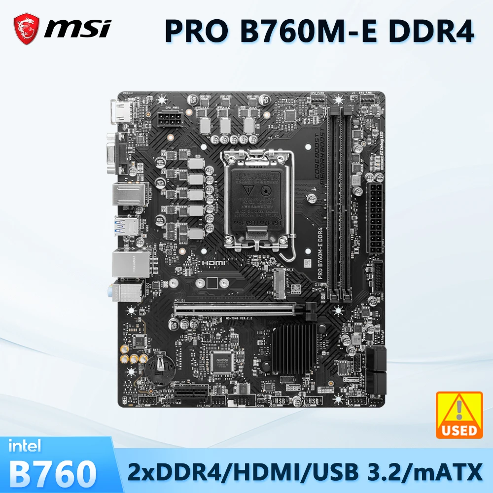 MSI PRO B760M-E DDR4 Motherboard INTEL B760 Supports LGA 1700 14700 13400 14400F 13600K 12500 CPU 2xDDR4  mATX.