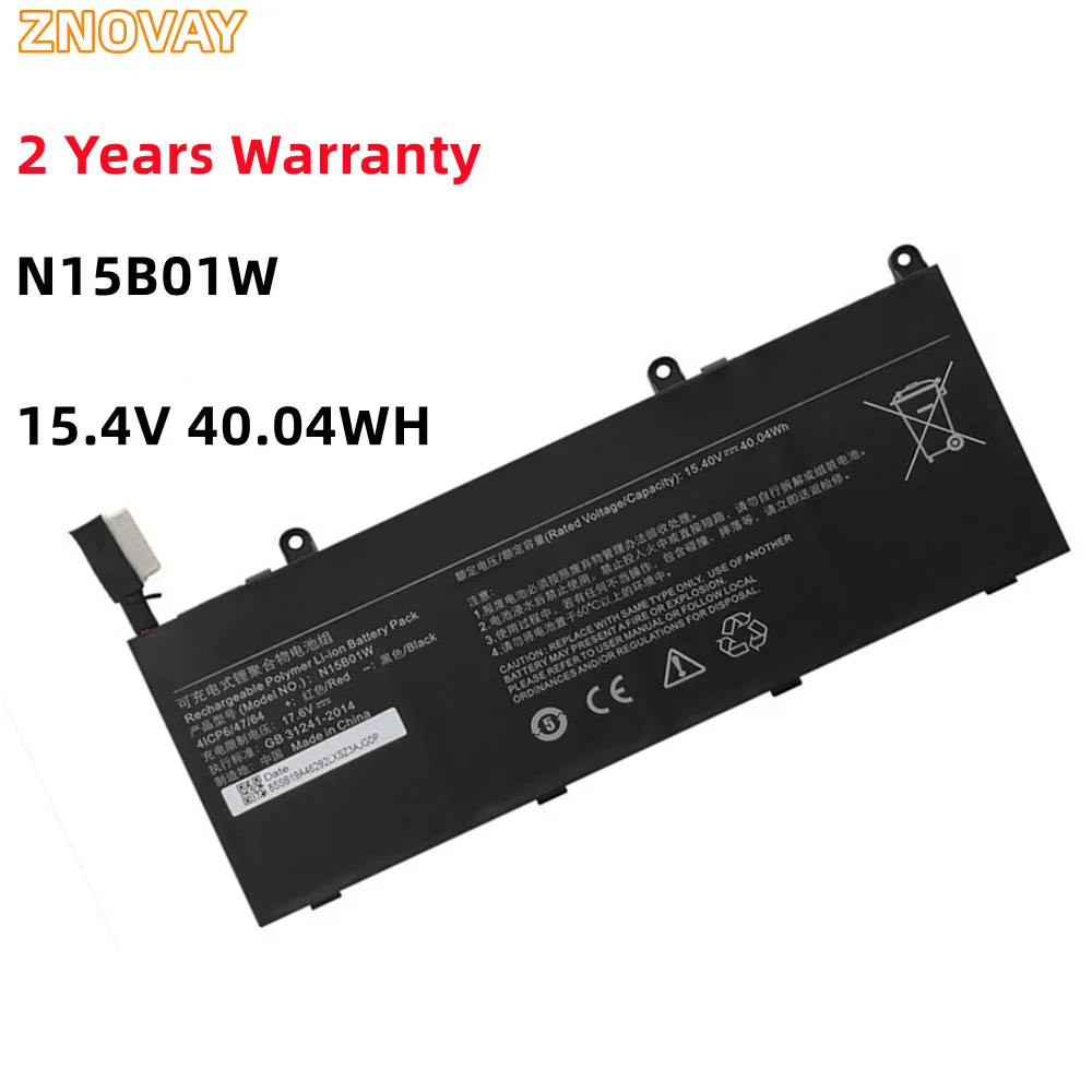 

ZNOVAY N15B01W Battery For Xiaomi Mi Ruby 15.6 inch Timi TM1703 TM1709 TM1802-AD/N/C Series N15BO1W 15.4V 40.04WH