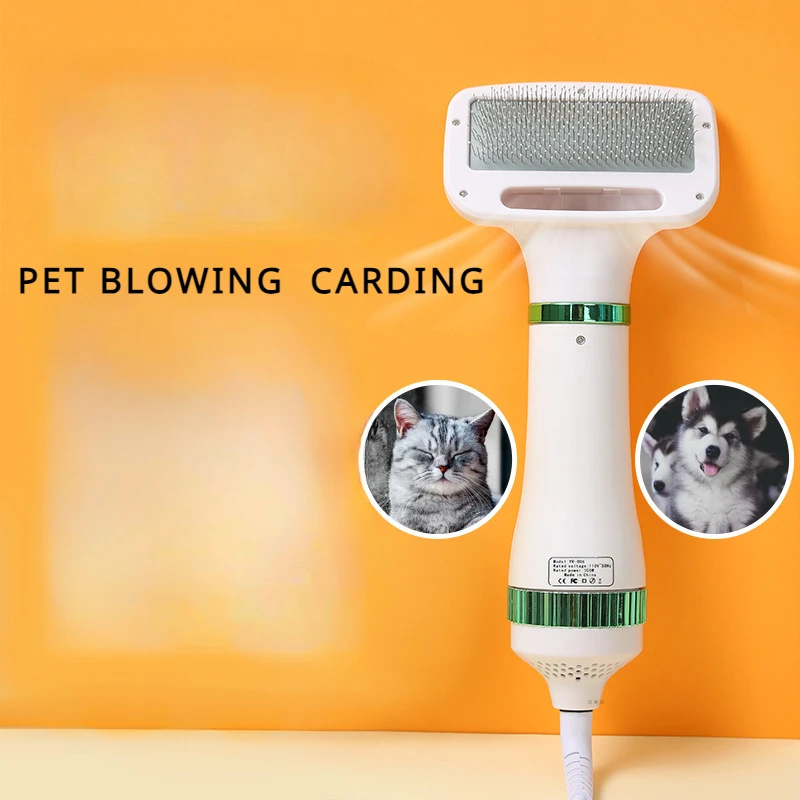 Pet Hair Dryer and Brush for Cats and Dogs, Grooming Blower and Comb, Fast Drying and Detangling