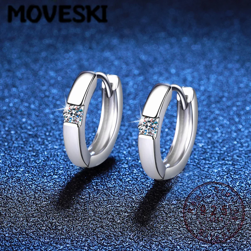 

Серьги-кольца MOVESKI из стерлингового серебра 925 пробы с муассанитом, минималистичные маленькие серьги-кольца для женщин