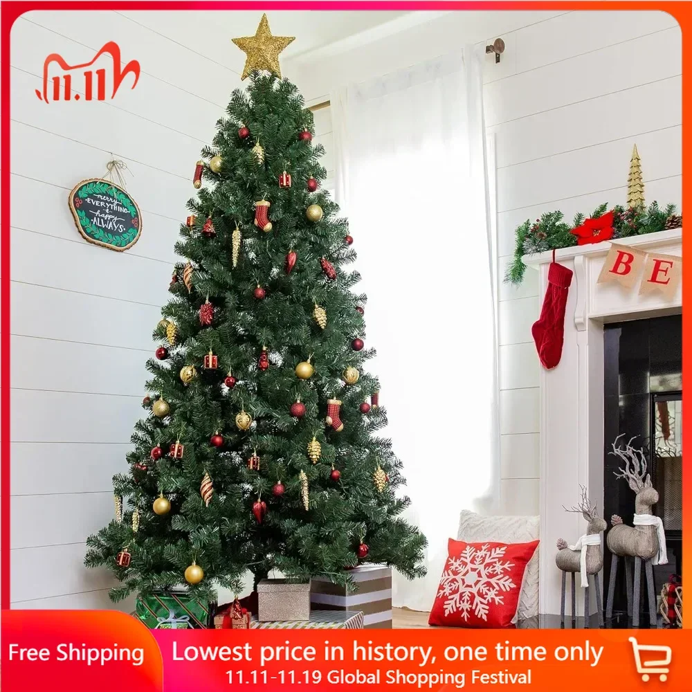 12ft Artificial Spruce Christmas Tree W/ 1,250 LED Lights, 4,693 Memory Steel Tips, Metal Stand, Christmas Trees