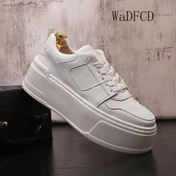 Sneakers Casual Men Designer White Shoes Fashion Secondary Leather Cowhide Breathable Height Increased Flat Platform Board Shoes