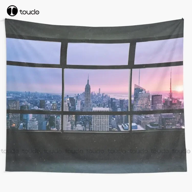 New York City Window Views Tapestry Tapestry Wall Hanging For Living Room Bedroom Dorm Room Home Decor Printed Tapestry