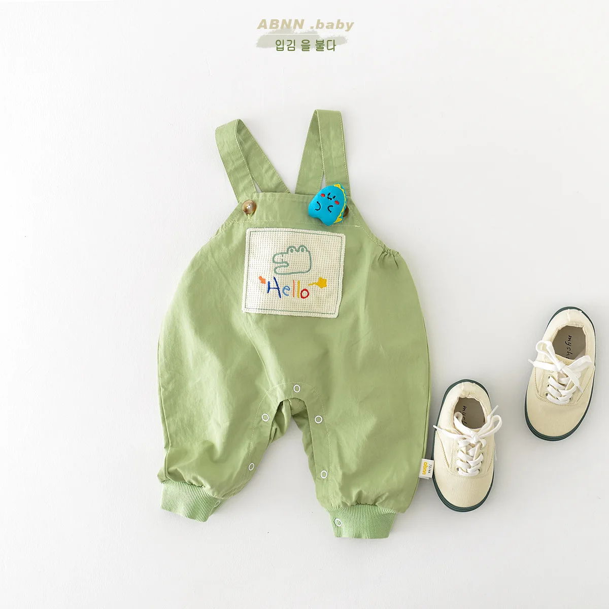 Baby Clothes Cartoon Strap Pant Spring 2023 Korean Cartoon Embroidered Boy's Suspenders Pant Small Fresh Jumpsuit