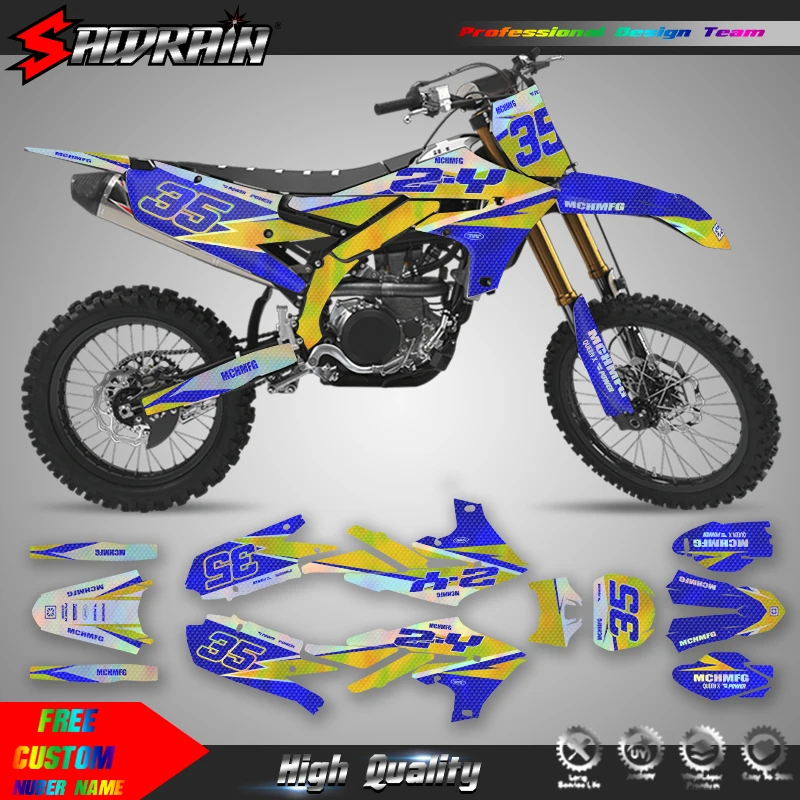 Sawrain Motorcycle Sticker Custom Team Graphics Decals Kit For YAMAHA 19-23 YZF250 18-22YZF450 19-22 WRF450 20-23 WRF250