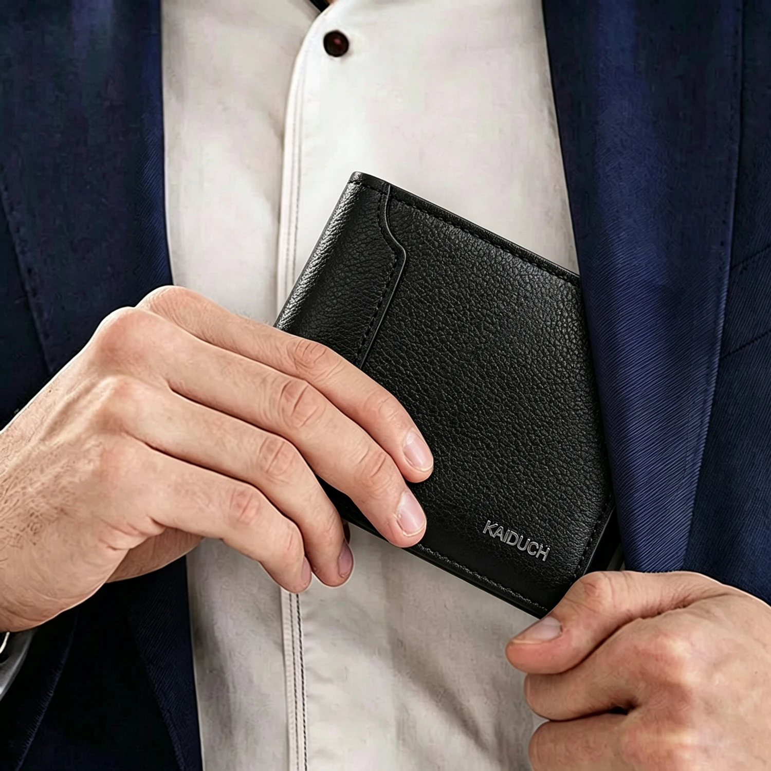 Men PU Leather Bifold Short Wallet, Pebbled Texture Purse With Hidden Zipper Coin Pocket, Multi‑Card Slots ID Window