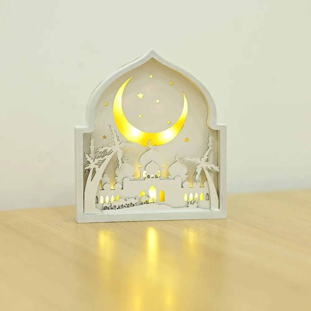 

Креативный настольный светильник-ночник в форме домика для Ид, светодиодный, портативный, маленький, деревянный, для подарков