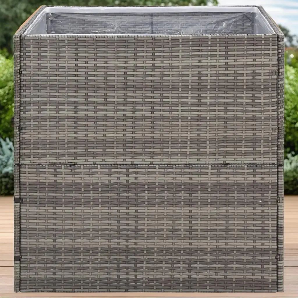 31.5x31.5x31.5 Gray Poly Rattan Garden Planter - Stylish Outdoor Flower Pot