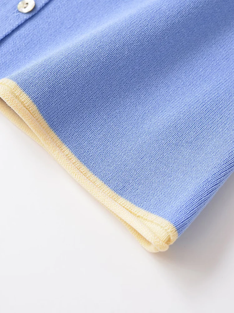 Europejski i amerykański styl, nowa kolekcja jesienna, damska odzież, patchworkowy, ozdobny, okrągły dekolt, bezrękawnik, dzianinowy top.