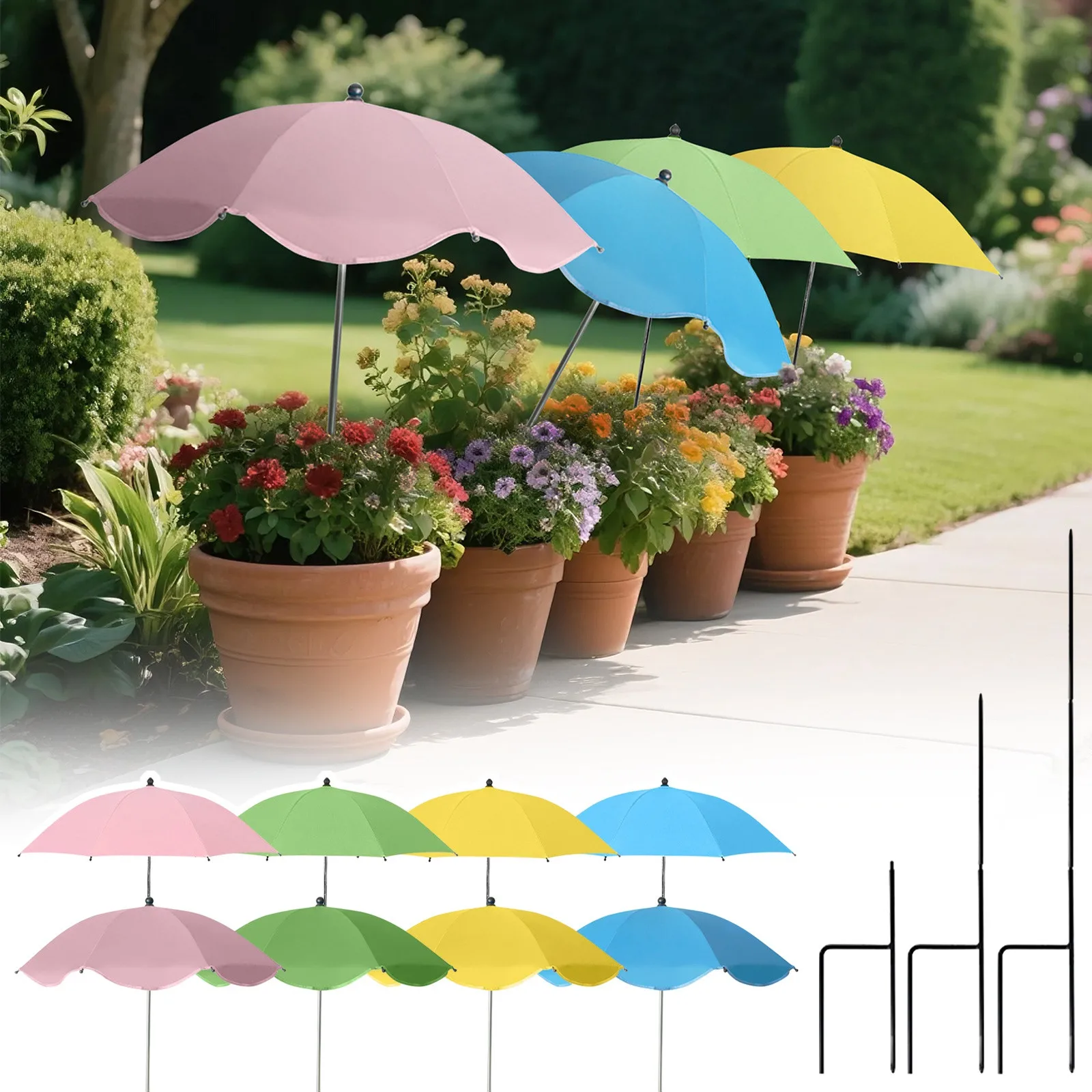 Plant Umbrella Height Adjustable With Stake Garden Shade Protect Plants From Sun For Potted Plants Flower Beds For Outdoor Plant