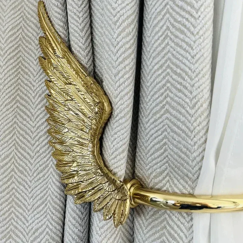 Angel Wings Brass Curtain Hooks, Pure Copper Wall Decorations, Nordic European Style for Home Use, Elegant Curtain Holders