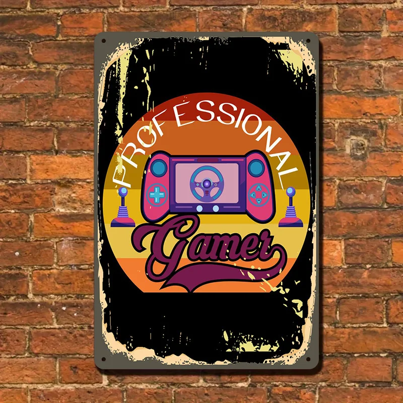 "Eat Sleep Game Repeat" Vintage Gaming Tin Sign - Retro Metal Wall Art with Console Design, Bold & Colorful