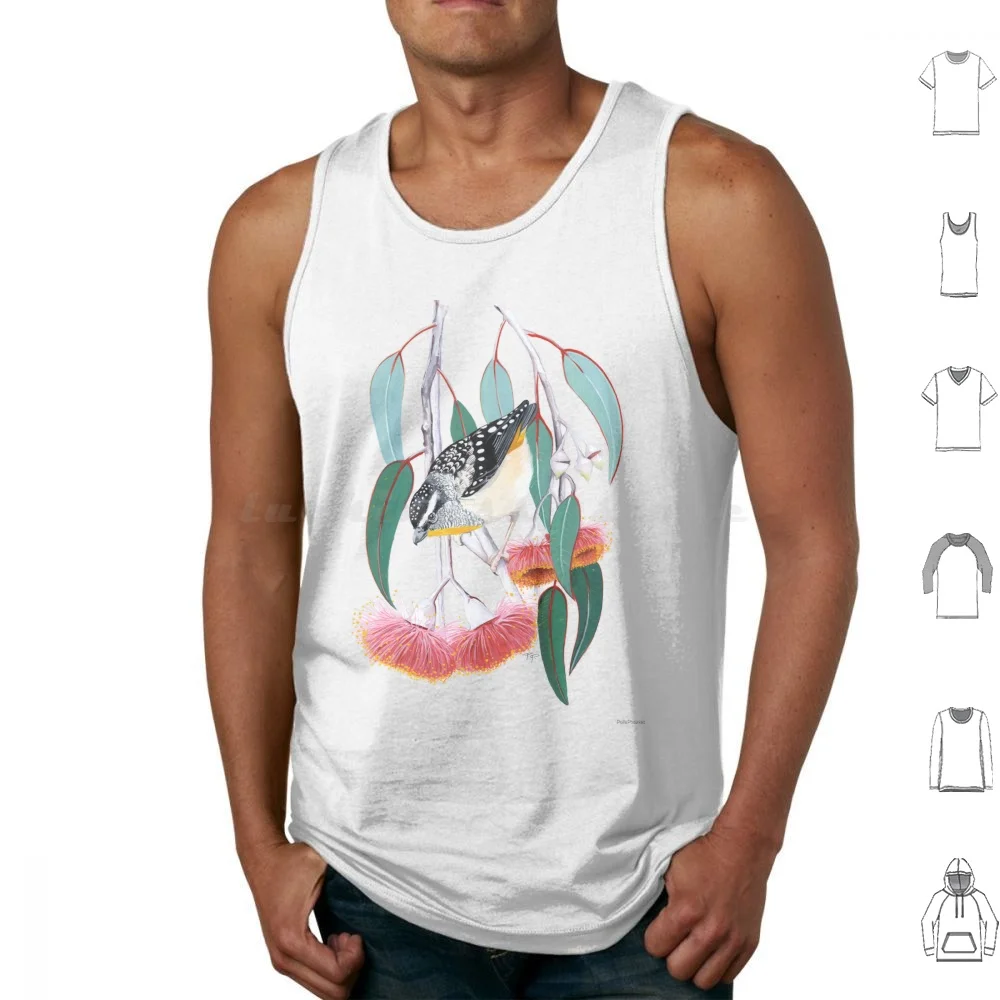 Pardalote And Silver Princess Gum Tank Tops Print Cotton Pardalote Silver Princess Eucalyptus Gum Tree Native Flowers