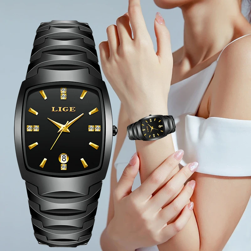 LIGE Original Design Elegant Luxury Casual Waterproof Watches for Woman Fashion Ceramic Strap Simple Dial Quartz Women Watch+Box
