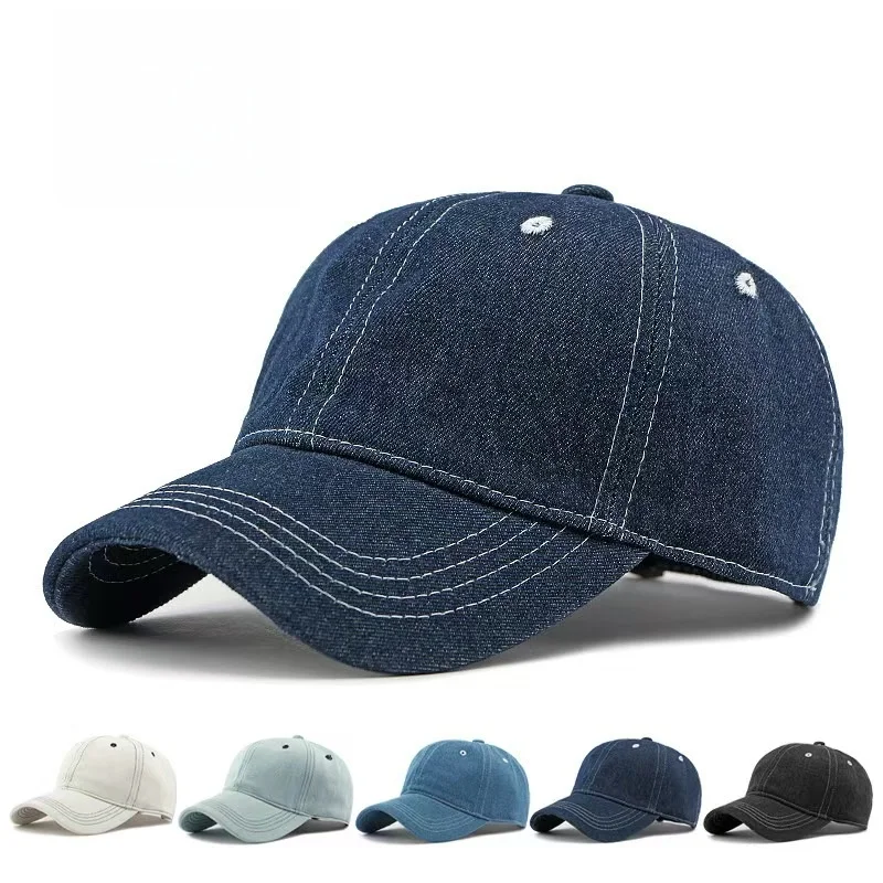 1PC Fashion Solid color denim baseball cap for women Korean 