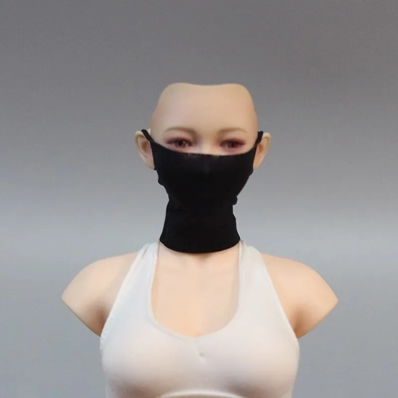 1/6 스케일 패션 블랙/화이트 여성 바이저 Icesilk 마스크 스카프 인형 의류 액세서리 모델 12 인치 장난감 피규어 바디