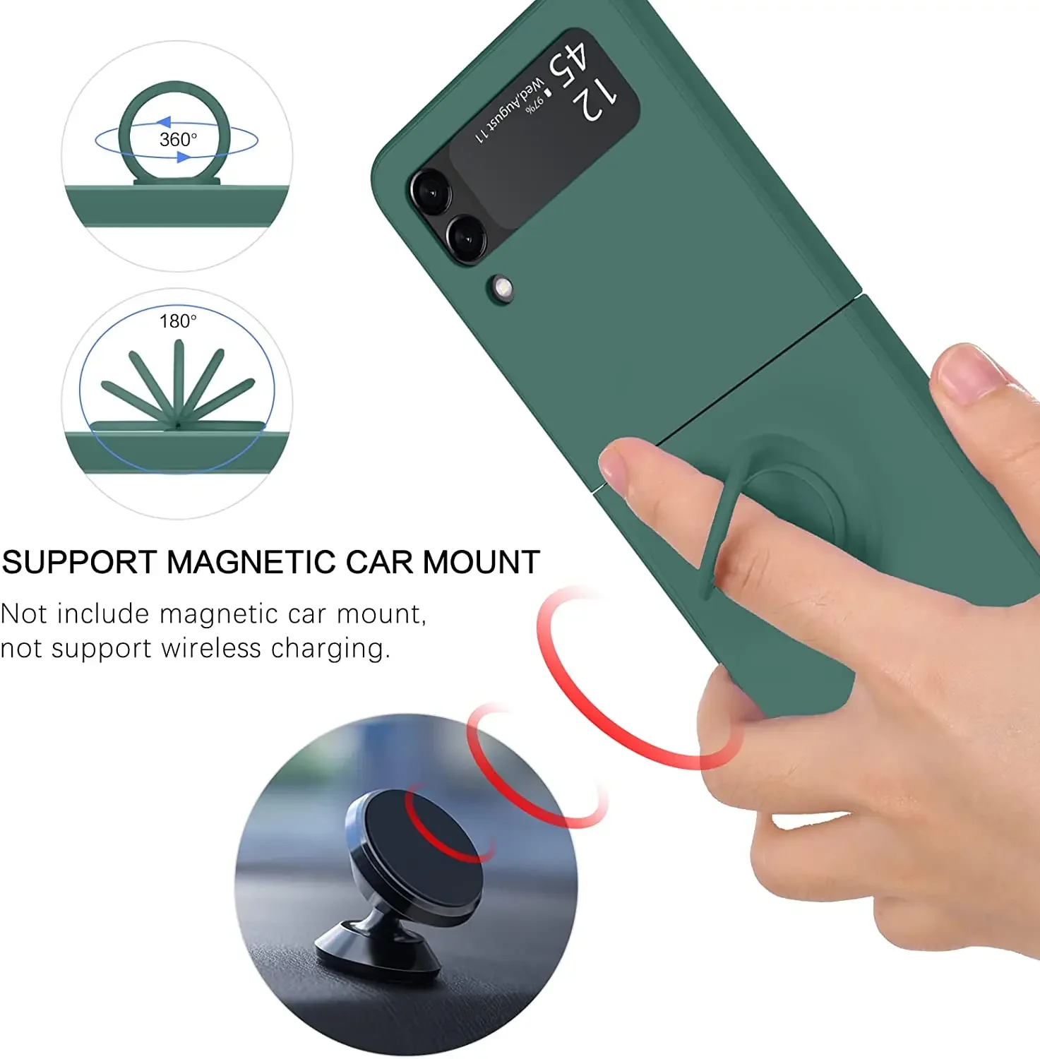 لسامسونج Z فليب 5 6 حافظة حلقة حامل المغناطيسي السائل سيليكون حالات لسامسونج غالاكسي Z فليب 3 5 6 ZFlip 4 ZFlip5 غطاء ناعم