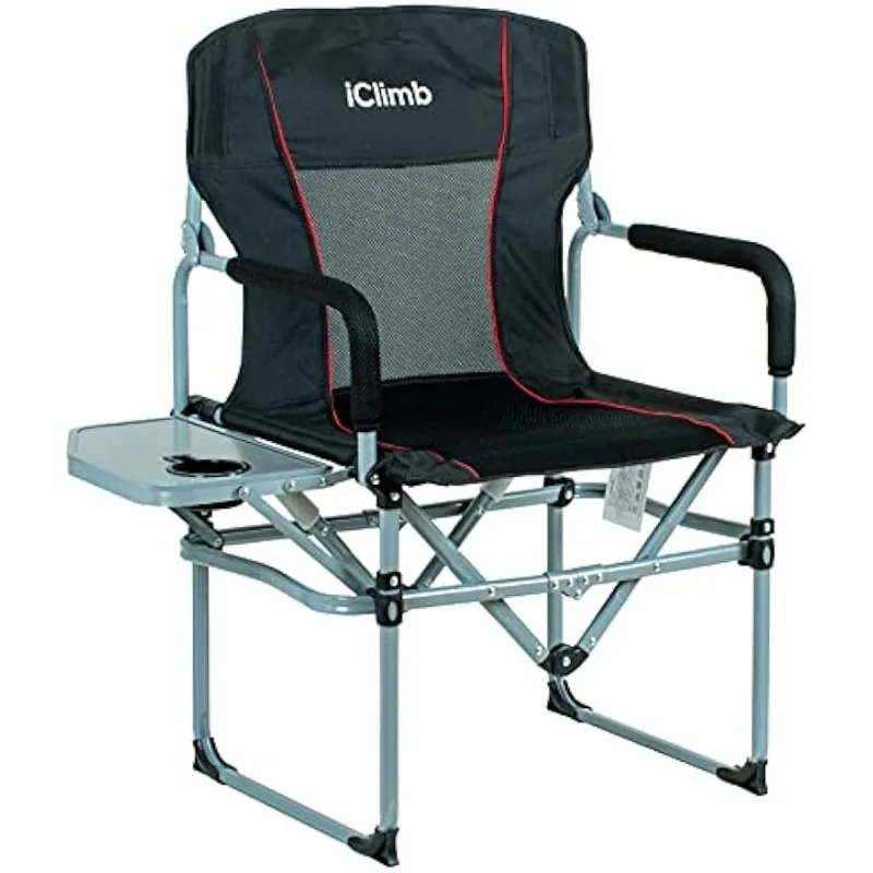 

iClimb Heavy Duty Compact Camping Folding Mesh Chair with Side Table and Handle