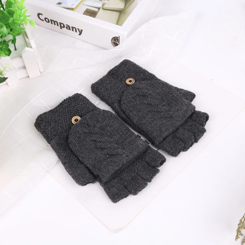 Wool Knitted Fingerless Flip Gloves Winter Warm Flexible Touchscreen Gloves for Men Women Exposed Finger Mittens Gloves Gifts