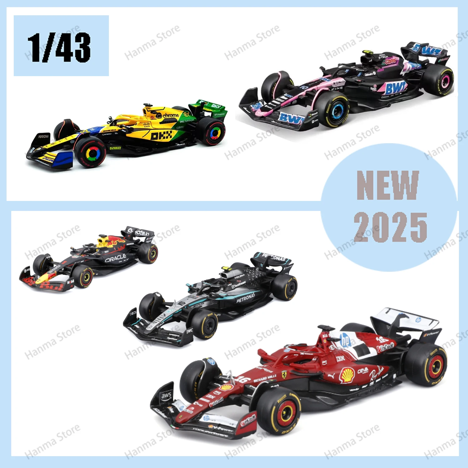 Bburago 1:43 2025 Mercedes AMG Rb21 Japanese Red Bull Mclaren F1