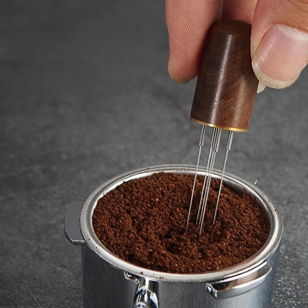 Stainless Steel Wooden Handle Concentrated Coffee Mixing Needle Dispenser Suitable for Professional Distribution Home Baristas