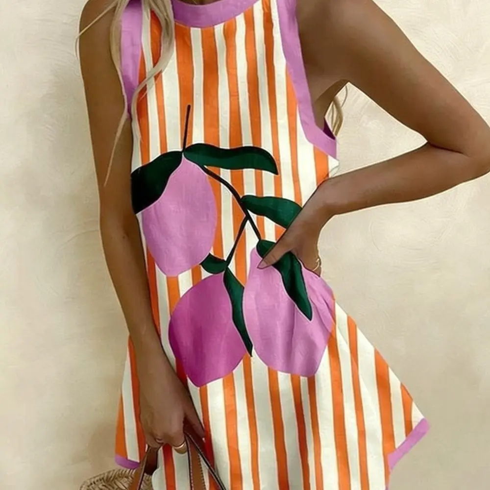 Summer Women Beach Dress Sleeveless Floral Printed Sundress Casual Loose Vacation Clothing Boho Style Fashion Tank Dresses