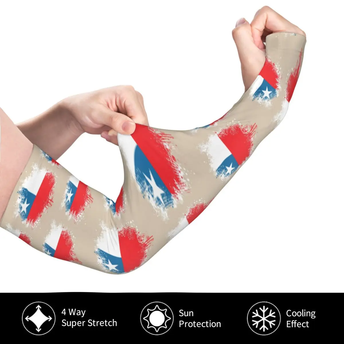 علم تشيلي - أكمام أذرع تبريد خارجية من الشمس فوق البنفسجية، غطاء حماية صيفي من الحرير الجليدي لركوب الدراجات وأكمام وشم