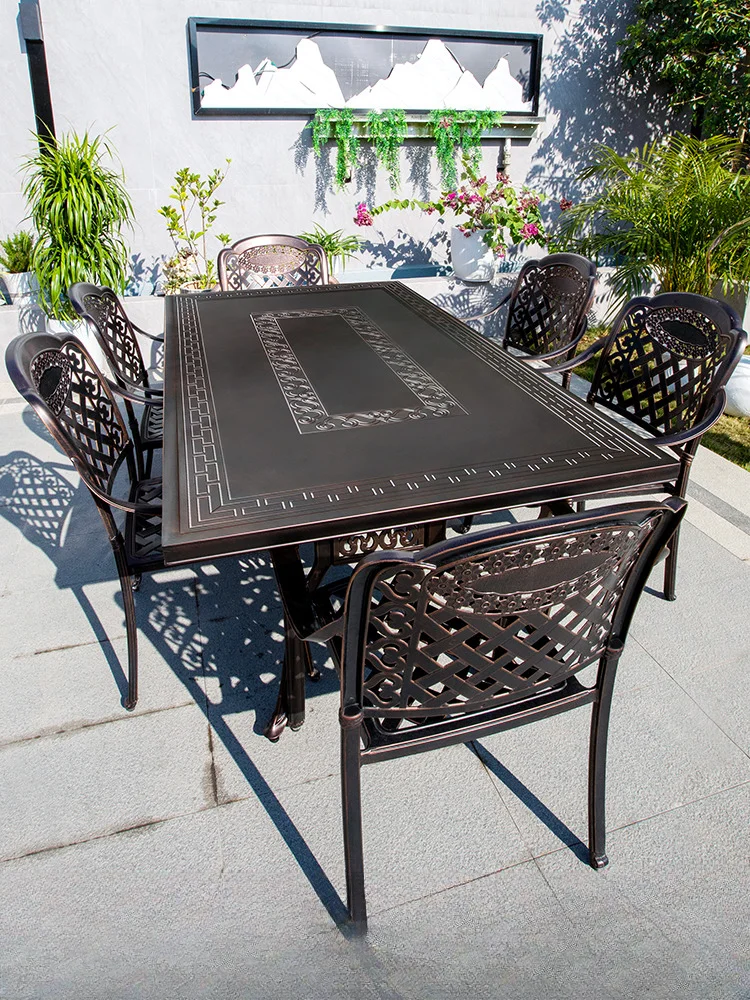 

Outdoor cast aluminum tables and chairs villa courtyard garden balcony waterproof and sunscreen outdoor