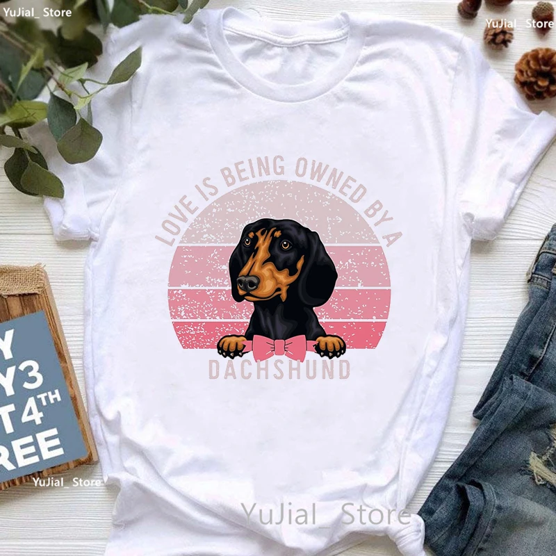 Dachshund/Doberman Pinscher/Chihuahua/Cavalier King Charles Spaniel/Hovawart Animal Print T Shirt Girls Funny Kawaii Dog Tshirt