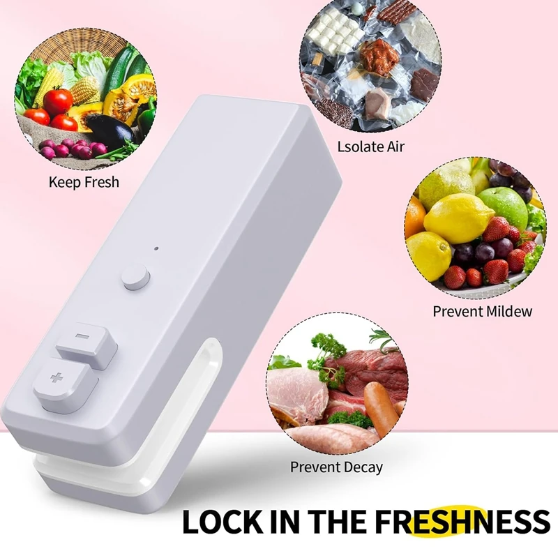 เครื่องซีลปากถุง, 3 In 1 Mini Bag Sealer ความร้อนซีลพร้อมเครื่องตัดและแม่เหล็ก, ชาร์จ Mini Chip Bag เครื่องซีลสูญญากาศสีเทาทนทาน