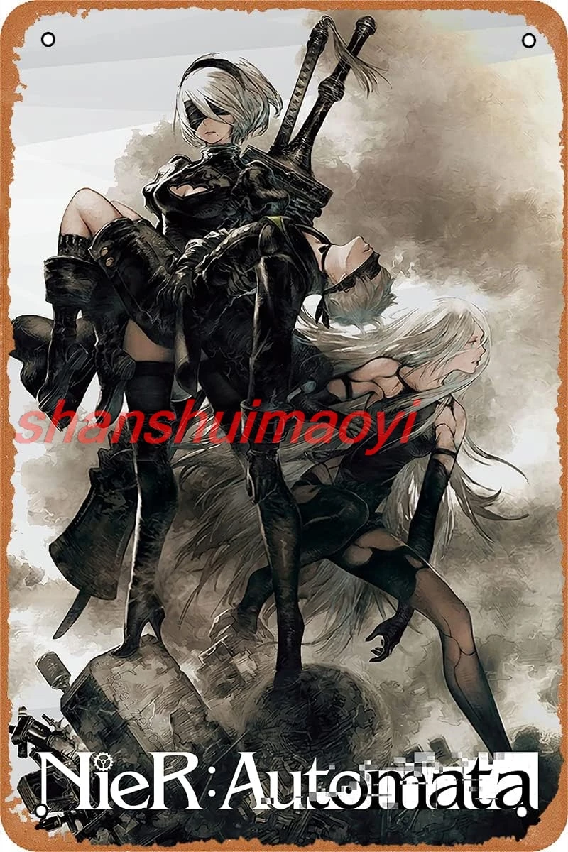 NieR Automata Game Poster Video Game Metal Tin Sign Vintage Wall Plaque Decor 8x12 Inches ALI