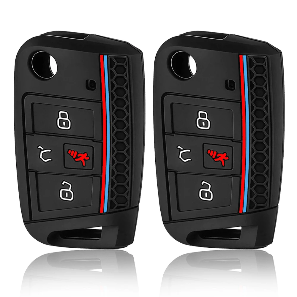 Novo silicone carro fob chave capa caso para volkswagen golf gti alltrack golf r sportswagen polo skoda tiguan atlas e-golf jetta